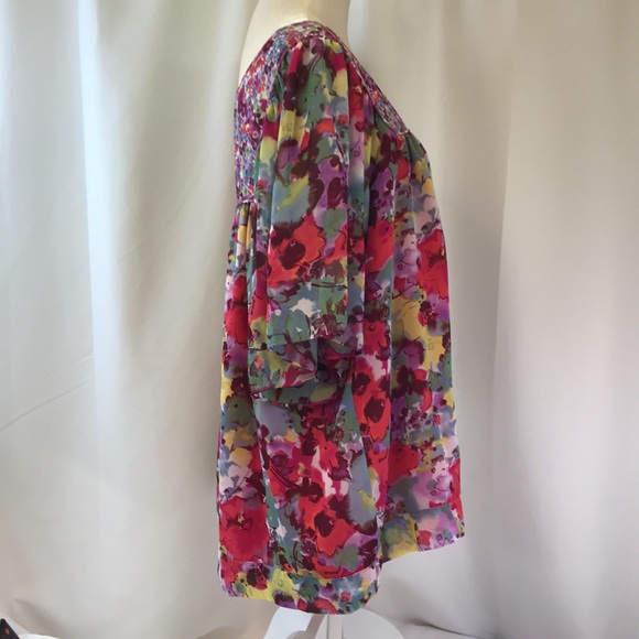 A.N.A Colorful Boho Floral Blouse 3X - Picture 3 of 12